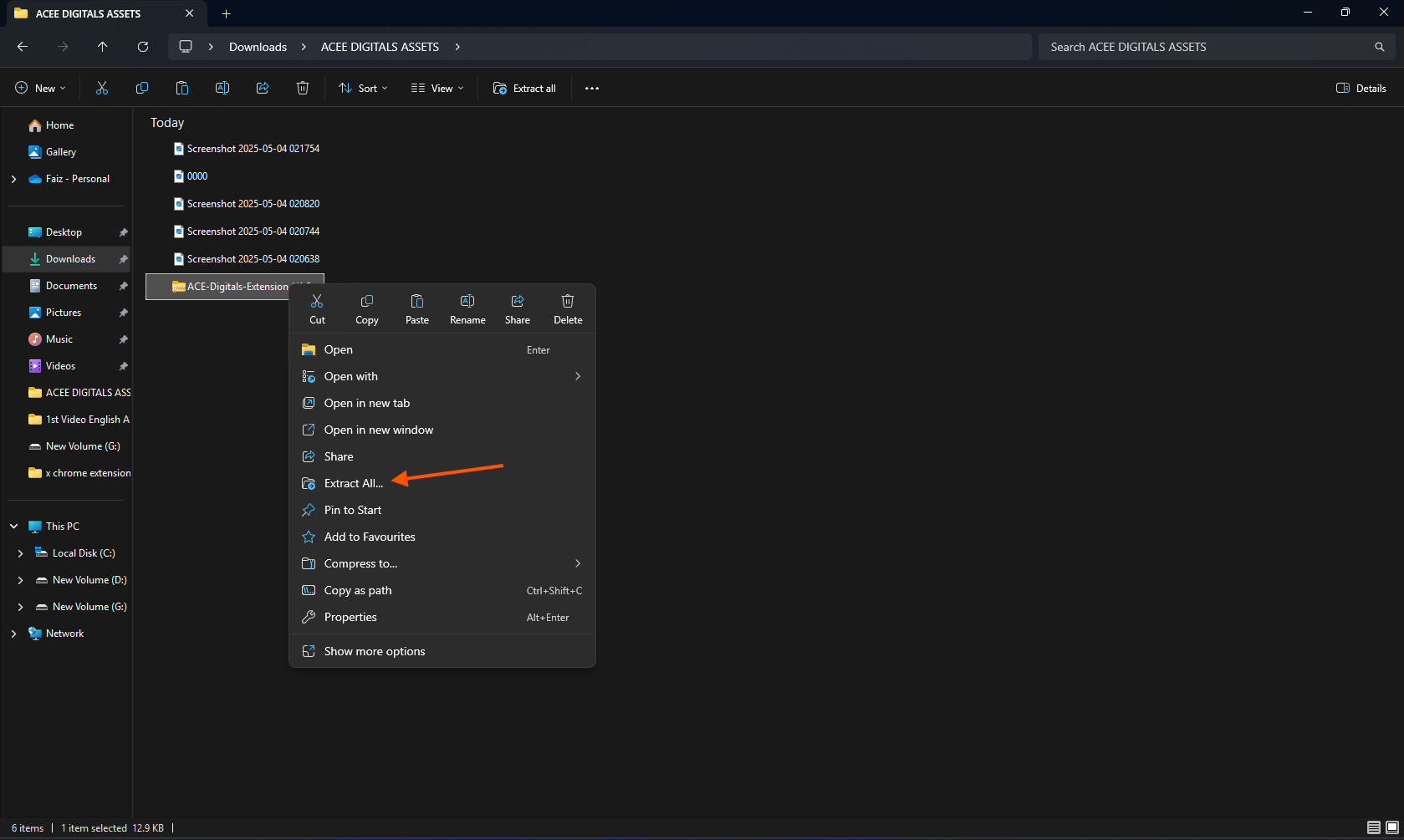 Unzip file